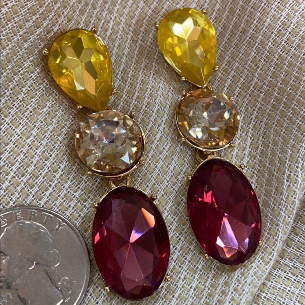 J. Crew 3 Stone Teardrop Earrings